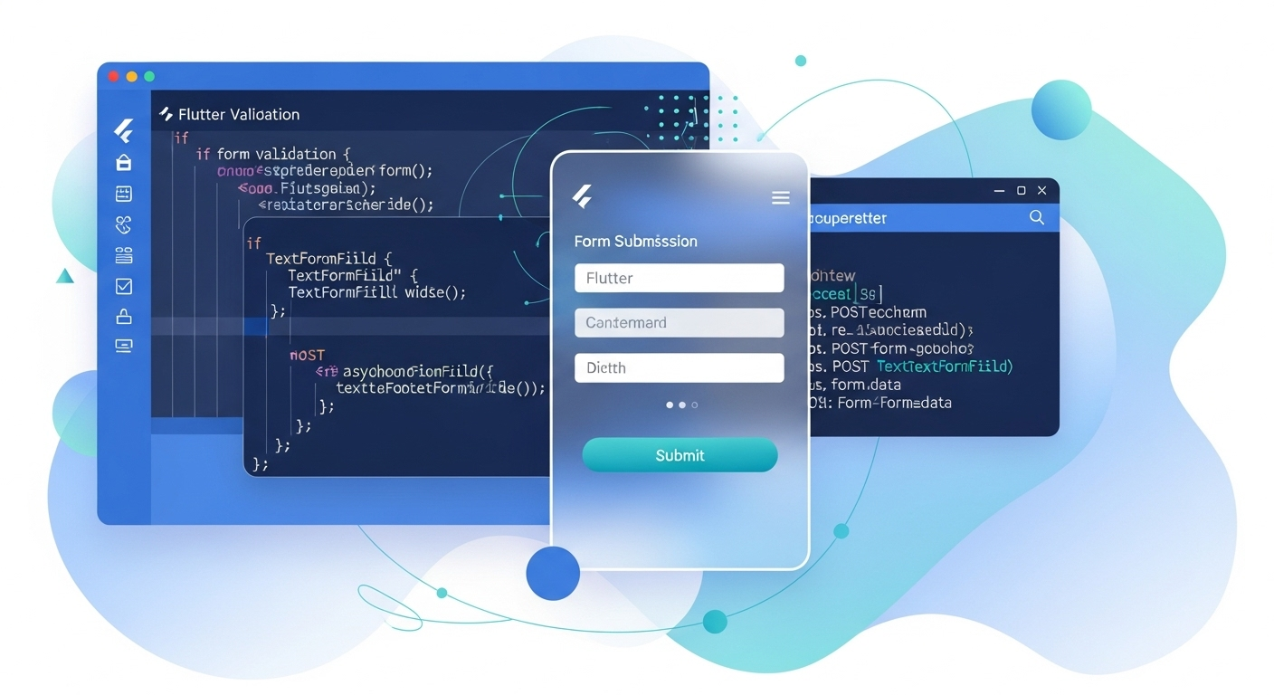 Flutter form submission illustration.